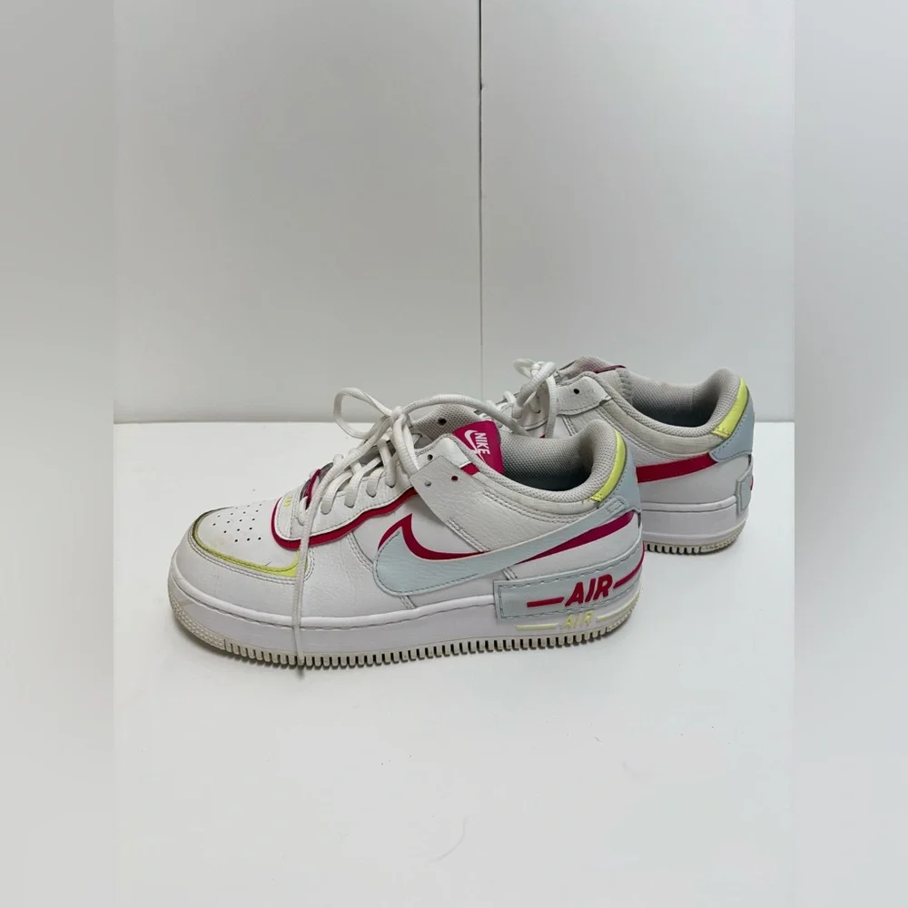 Nike Air Force 1 Shadow White Blue Tint Fireberry Leather FQ8885-100
